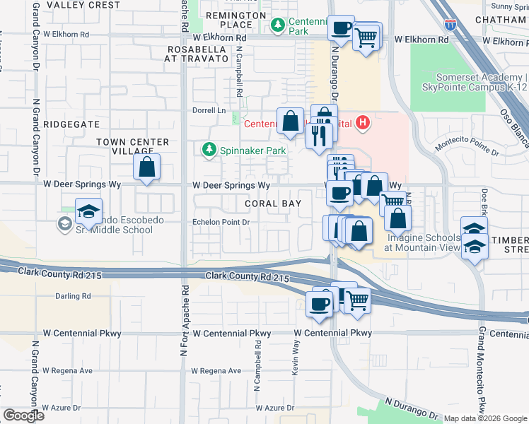 map of restaurants, bars, coffee shops, grocery stores, and more near 6749 Browns Bay Court in Las Vegas