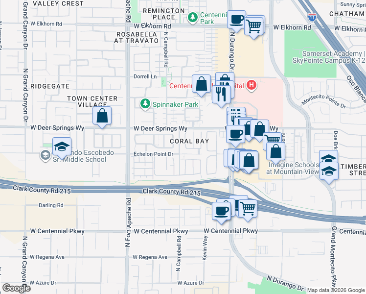 map of restaurants, bars, coffee shops, grocery stores, and more near 6749 Browns Bay Court in Las Vegas