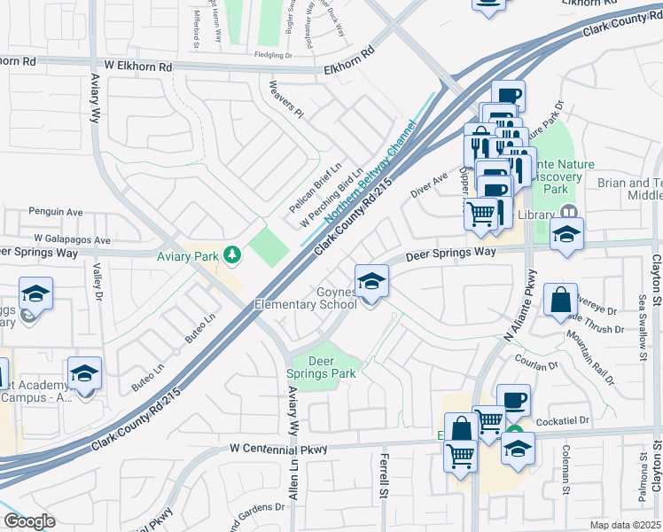 map of restaurants, bars, coffee shops, grocery stores, and more near 6677 Lookout Lodge Lane in North Las Vegas