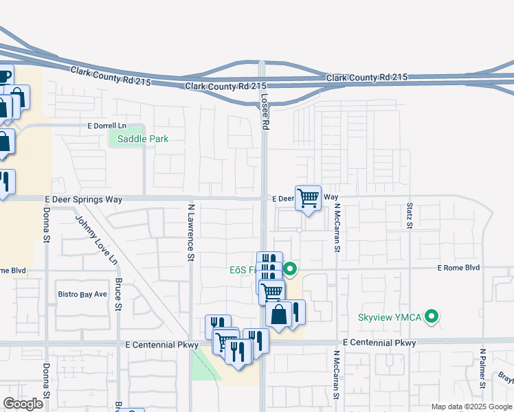 map of restaurants, bars, coffee shops, grocery stores, and more near 6756 Millbury Street in North Las Vegas