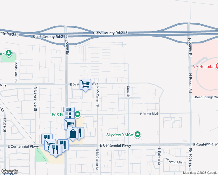 map of restaurants, bars, coffee shops, grocery stores, and more near 2854 Timber Country Road in North Las Vegas