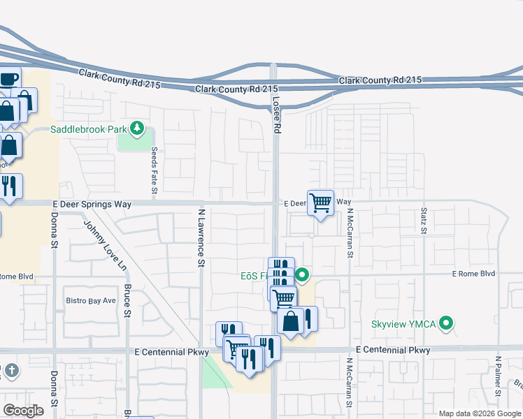 map of restaurants, bars, coffee shops, grocery stores, and more near 2404 Cold Canyon Avenue in North Las Vegas