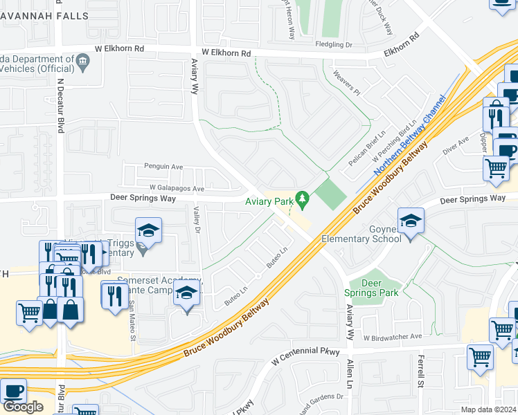map of restaurants, bars, coffee shops, grocery stores, and more near 4014 Gliding Gulls Avenue in North Las Vegas