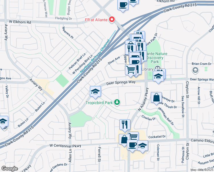 map of restaurants, bars, coffee shops, grocery stores, and more near 3116 Tanagrine Drive in North Las Vegas