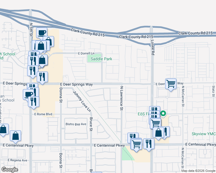 map of restaurants, bars, coffee shops, grocery stores, and more near 1616 Danielle Rebecca Avenue in North Las Vegas