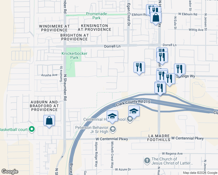 map of restaurants, bars, coffee shops, grocery stores, and more near 10414 Hemingway Court in Las Vegas