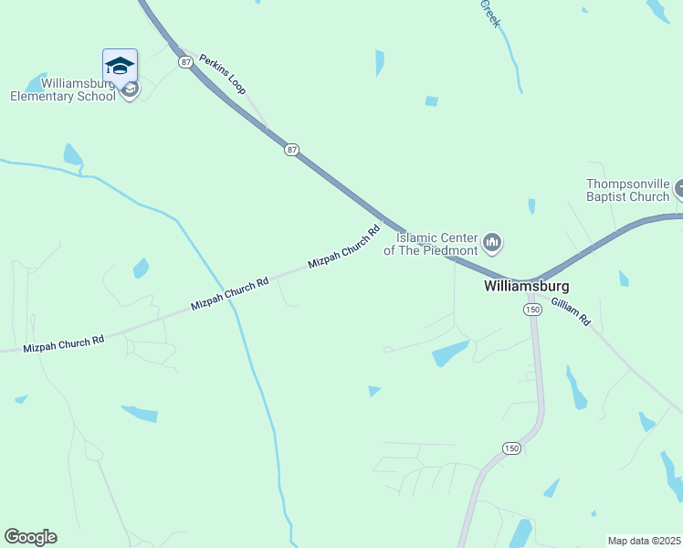 map of restaurants, bars, coffee shops, grocery stores, and more near 1954 Mizpah Church Road in Reidsville