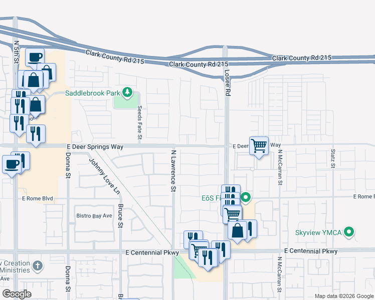 map of restaurants, bars, coffee shops, grocery stores, and more near 2114 Cold Canyon Avenue in North Las Vegas