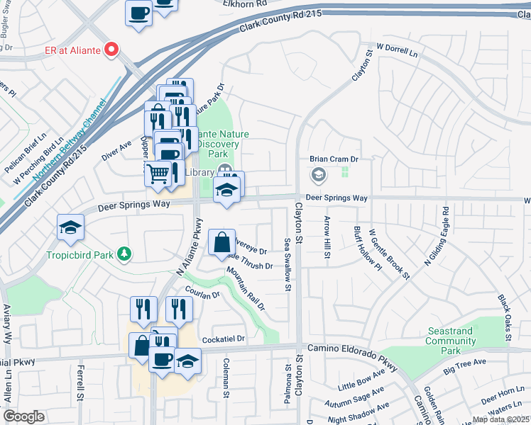 map of restaurants, bars, coffee shops, grocery stores, and more near 2135 Saddlebill Court in North Las Vegas