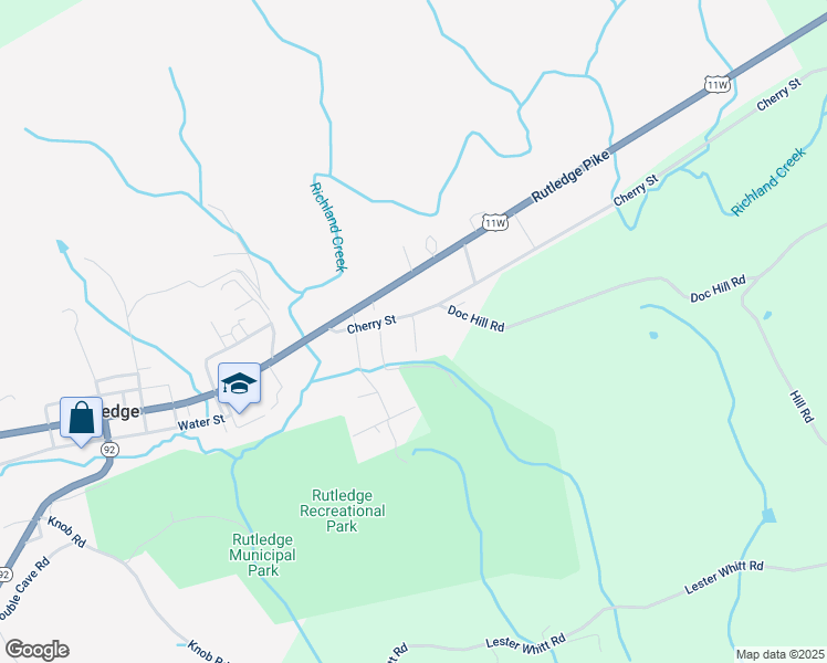 map of restaurants, bars, coffee shops, grocery stores, and more near 150 Clinch View Apartments in Rutledge