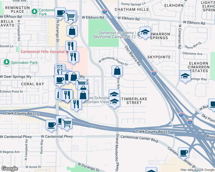 map of restaurants, bars, coffee shops, grocery stores, and more near 8448 Quarentina Avenue in Las Vegas