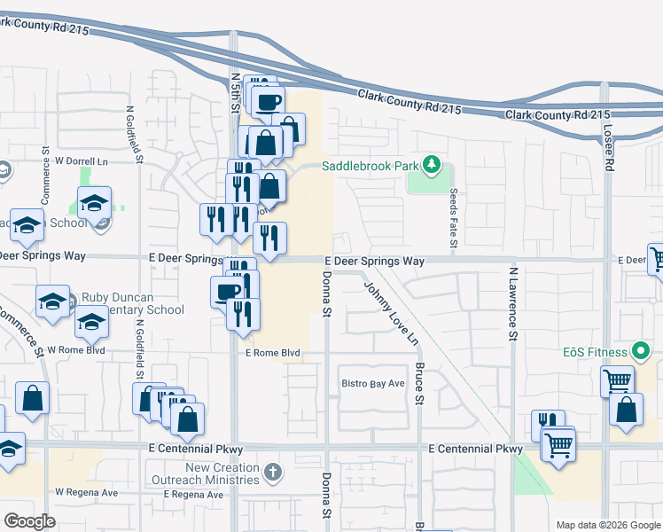 map of restaurants, bars, coffee shops, grocery stores, and more near 904 Kevin Baker Avenue in North Las Vegas