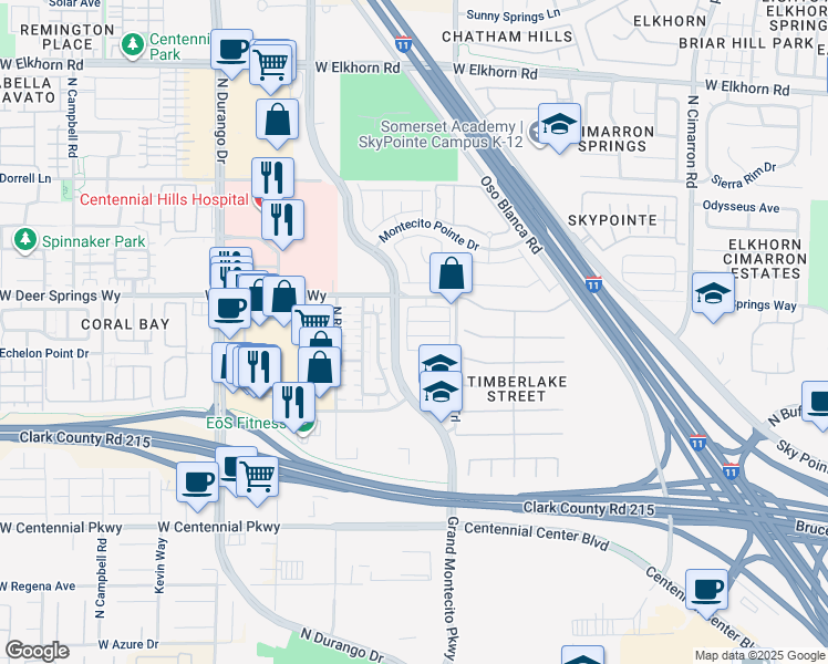 map of restaurants, bars, coffee shops, grocery stores, and more near 8448 Quarentina Avenue in Las Vegas