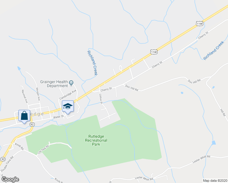 map of restaurants, bars, coffee shops, grocery stores, and more near 150 Clinch View Apartments in Rutledge