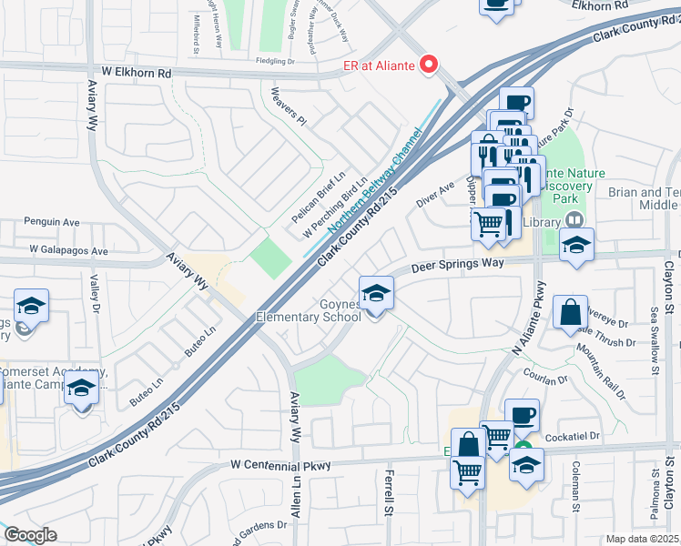 map of restaurants, bars, coffee shops, grocery stores, and more near 6681 Lookout Lodge Lane in North Las Vegas