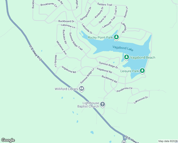 map of restaurants, bars, coffee shops, grocery stores, and more near 47 Summit Ridge Lane in Williford