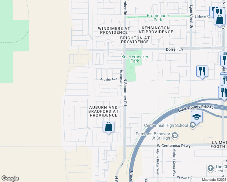map of restaurants, bars, coffee shops, grocery stores, and more near 10744 Merrimack Avenue in Las Vegas