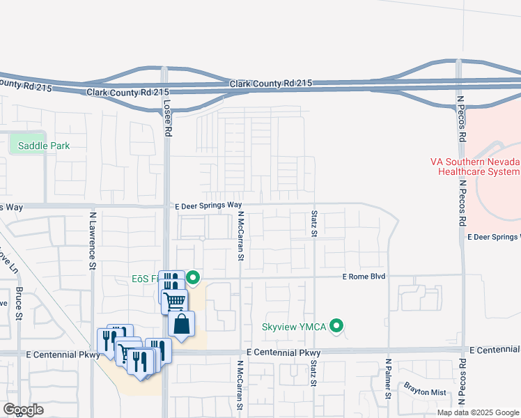 map of restaurants, bars, coffee shops, grocery stores, and more near 6501-6605 North McCarran Street in North Las Vegas