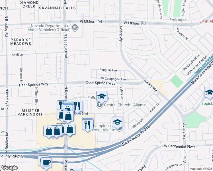map of restaurants, bars, coffee shops, grocery stores, and more near 4404 Meadowlark Wing Way in North Las Vegas