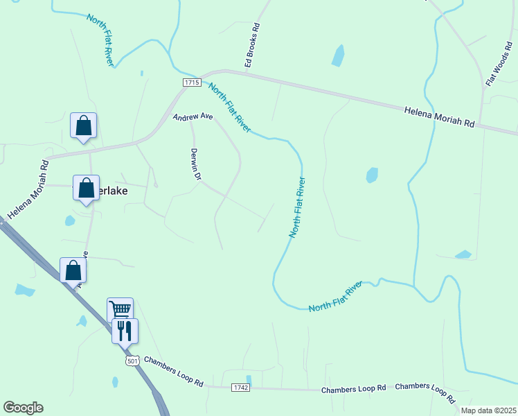 map of restaurants, bars, coffee shops, grocery stores, and more near 23 Leighann Court North in Timberlake