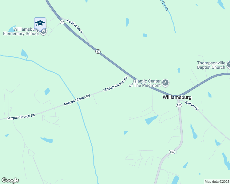 map of restaurants, bars, coffee shops, grocery stores, and more near 1954 Mizpah Church Road in Reidsville