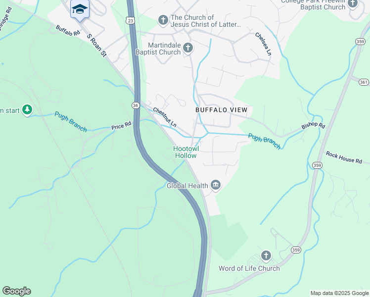 map of restaurants, bars, coffee shops, grocery stores, and more near 2654 Old Lewis Road in Johnson City
