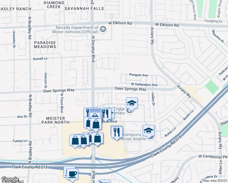 map of restaurants, bars, coffee shops, grocery stores, and more near 4504 Meadowlark Wing Way in North Las Vegas