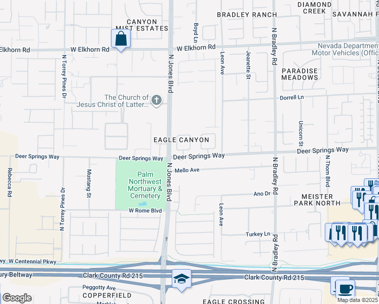 map of restaurants, bars, coffee shops, grocery stores, and more near 5908 Vizzi Court in Las Vegas