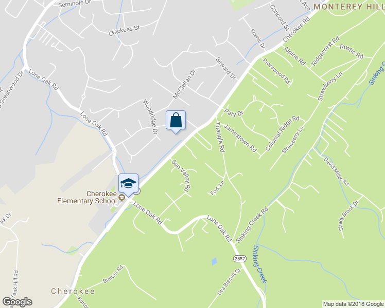 map of restaurants, bars, coffee shops, grocery stores, and more near 1909 Cherokee Road in Johnson City