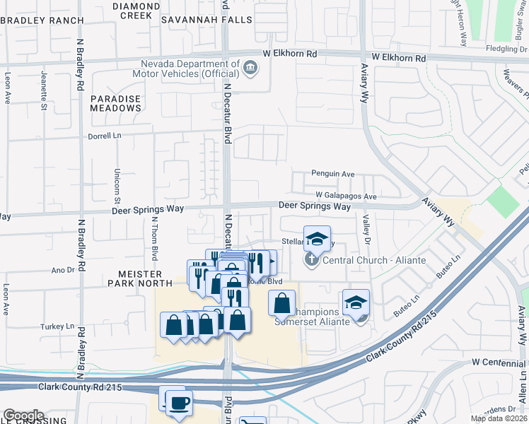 map of restaurants, bars, coffee shops, grocery stores, and more near 4630 Basilicata Lane in North Las Vegas