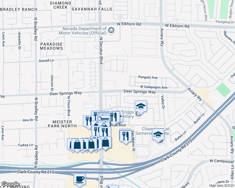 map of restaurants, bars, coffee shops, grocery stores, and more near 4630 Basilicata Lane in North Las Vegas