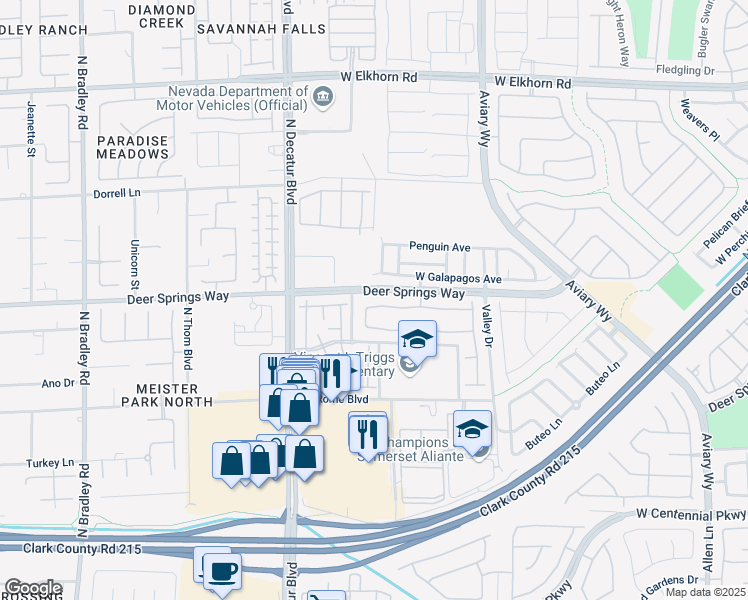 map of restaurants, bars, coffee shops, grocery stores, and more near 4504 Meadowlark Wing Way in North Las Vegas