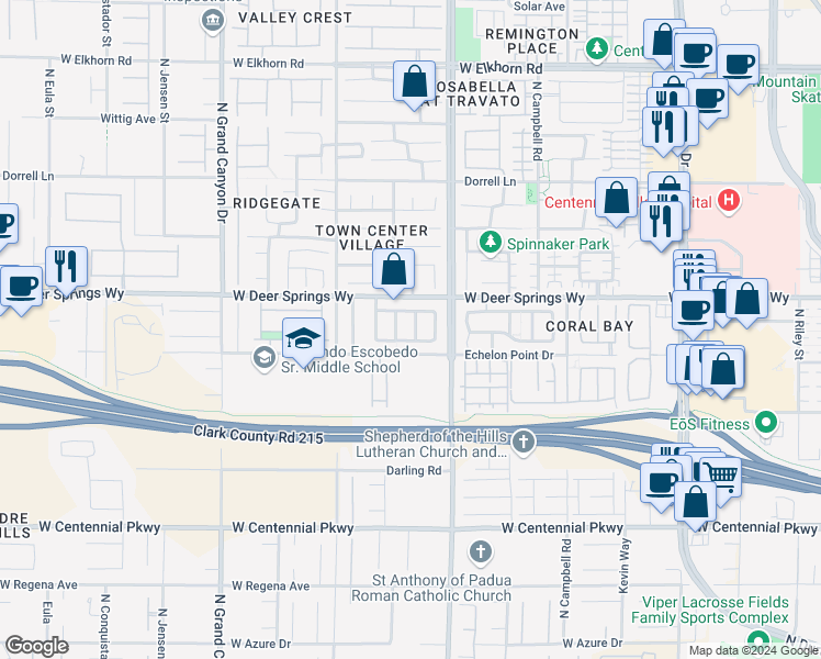 map of restaurants, bars, coffee shops, grocery stores, and more near 6725 Carol Steam Street in Las Vegas
