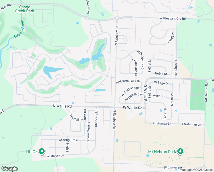 map of restaurants, bars, coffee shops, grocery stores, and more near 5408 South Braebourne Road in Rogers