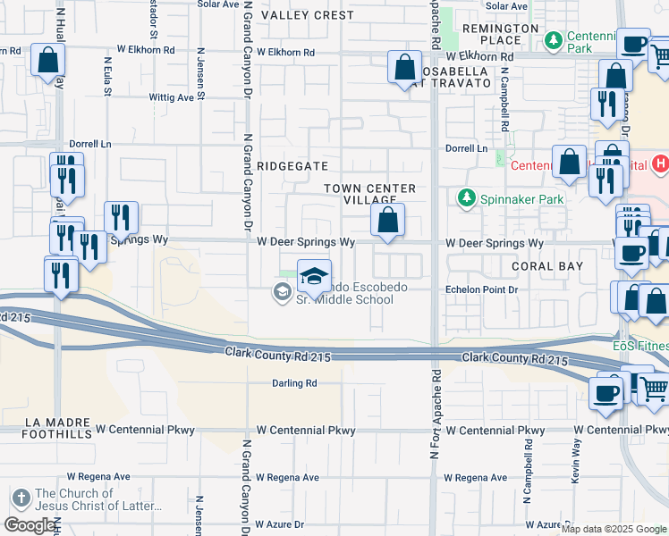 map of restaurants, bars, coffee shops, grocery stores, and more near 6740 Quapaw Street in Las Vegas