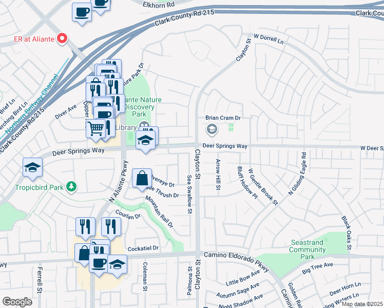 map of restaurants, bars, coffee shops, grocery stores, and more near 6752 Sea Swallow Street in North Las Vegas