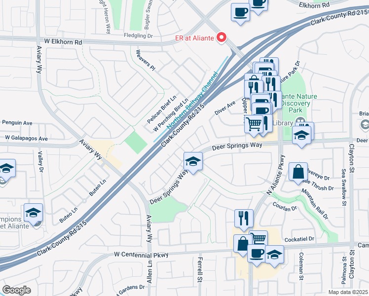 map of restaurants, bars, coffee shops, grocery stores, and more near 3305 Jamaica Princess Place in North Las Vegas
