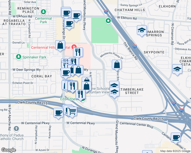 map of restaurants, bars, coffee shops, grocery stores, and more near 8553 Alocasia Court in Las Vegas