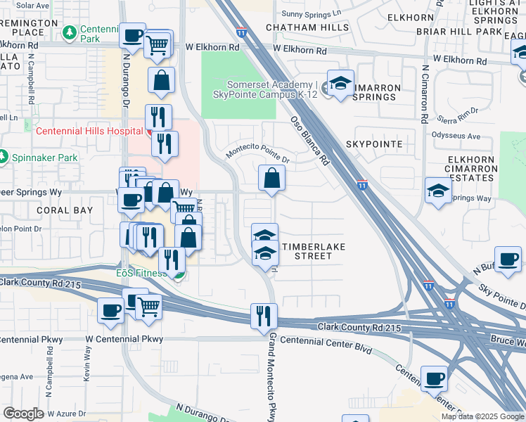 map of restaurants, bars, coffee shops, grocery stores, and more near 8419 Lucero Avenue in Las Vegas