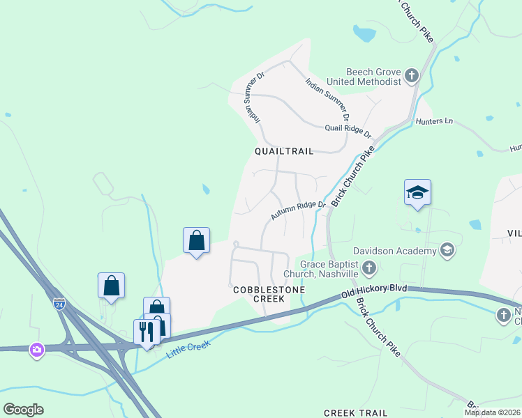map of restaurants, bars, coffee shops, grocery stores, and more near 4367 Summertime Drive in Nashville