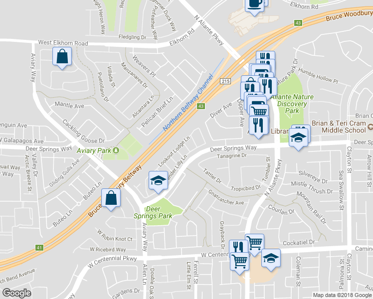 map of restaurants, bars, coffee shops, grocery stores, and more near 3305 Jamaica Princess Place in North Las Vegas