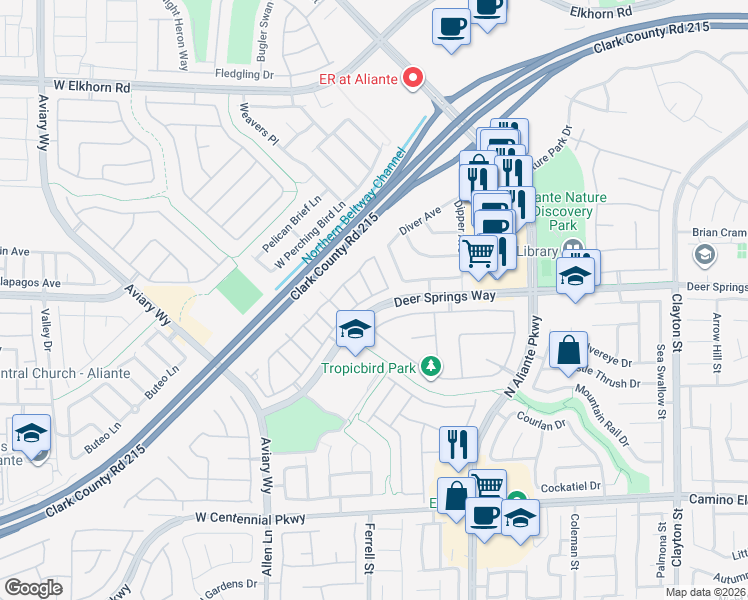 map of restaurants, bars, coffee shops, grocery stores, and more near 6740 Lavender Lilly Lane in North Las Vegas