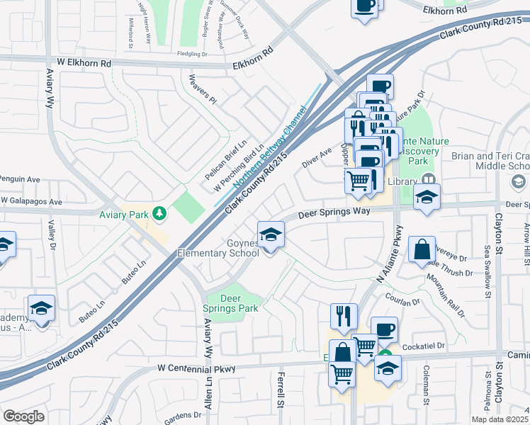 map of restaurants, bars, coffee shops, grocery stores, and more near 3309 Jamaica Princess Place in North Las Vegas