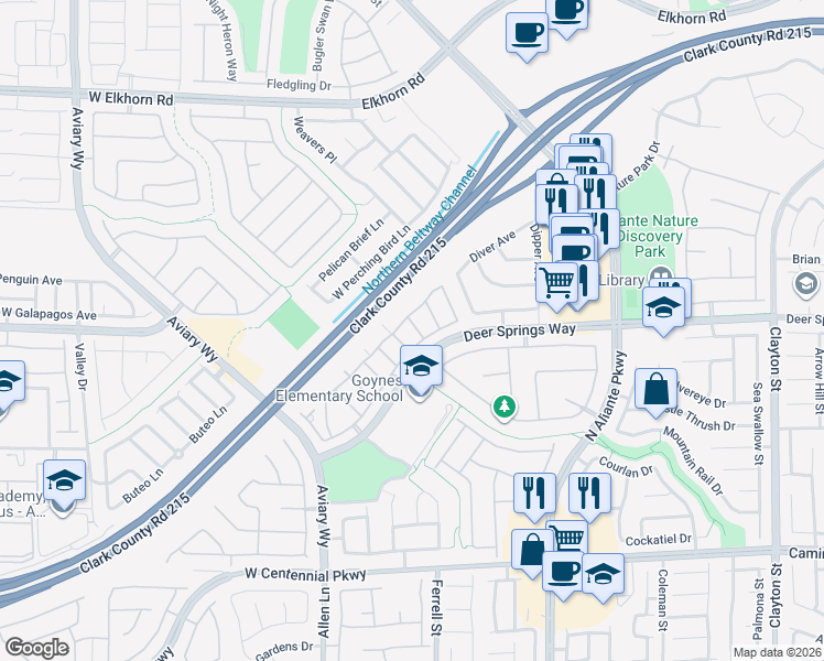 map of restaurants, bars, coffee shops, grocery stores, and more near 3309 Jamaica Princess Place in North Las Vegas