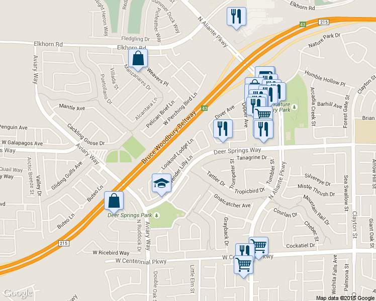 map of restaurants, bars, coffee shops, grocery stores, and more near 3305 Jamaica Princess Place in North Las Vegas