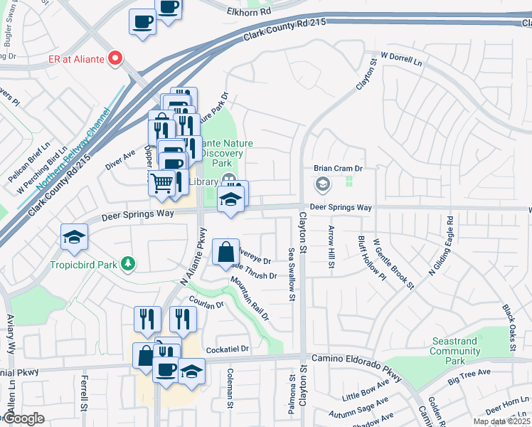map of restaurants, bars, coffee shops, grocery stores, and more near 2208 Saddlebill Court in North Las Vegas