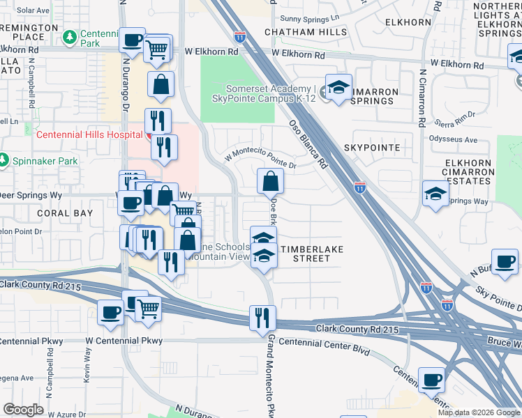 map of restaurants, bars, coffee shops, grocery stores, and more near 8420 Lucero Avenue in Las Vegas