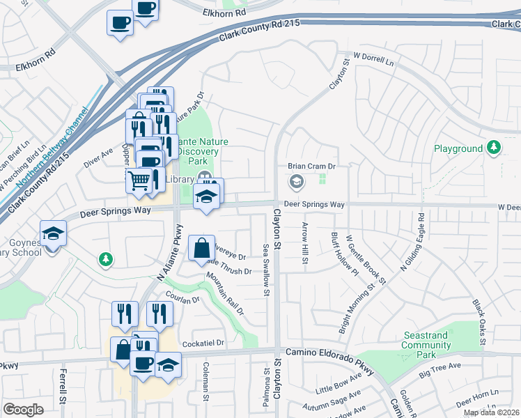 map of restaurants, bars, coffee shops, grocery stores, and more near 6752 Sea Swallow Street in North Las Vegas