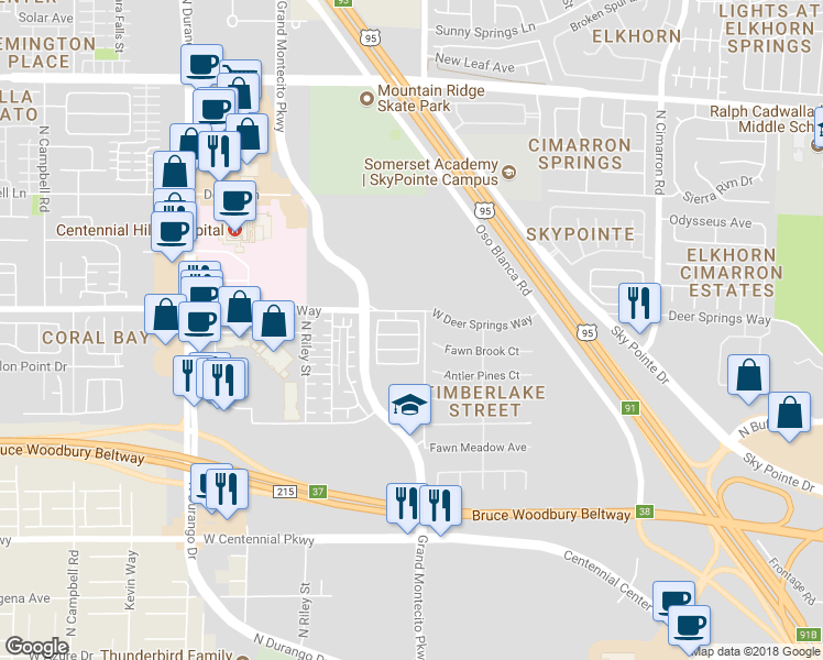 map of restaurants, bars, coffee shops, grocery stores, and more near 8419 Lucero Avenue in Las Vegas
