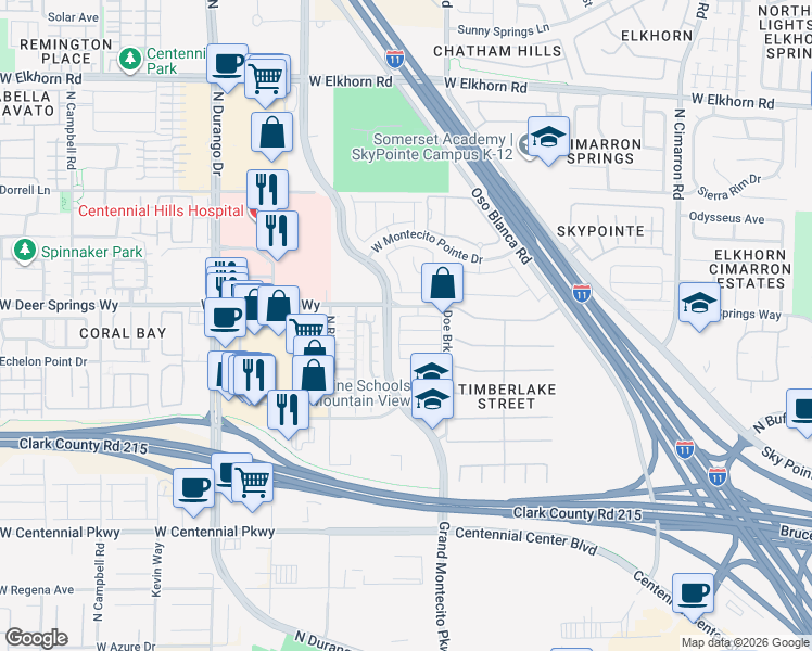 map of restaurants, bars, coffee shops, grocery stores, and more near 6735 Moreno Valley Street in Las Vegas